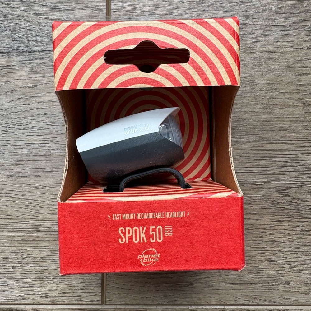 Spok 50 USB Rechargeable Headlight - Silver and Black